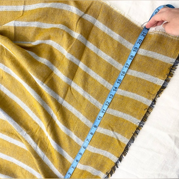Zara Large Rectangular Scarf , Stripes 2 Tone Frayed Wrap - Picture 6 of 10